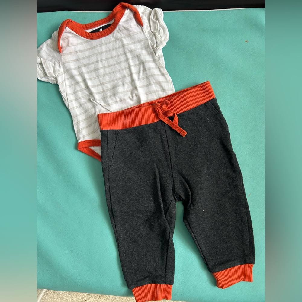 7 For All Mankind Black Joggers with Orange Trim